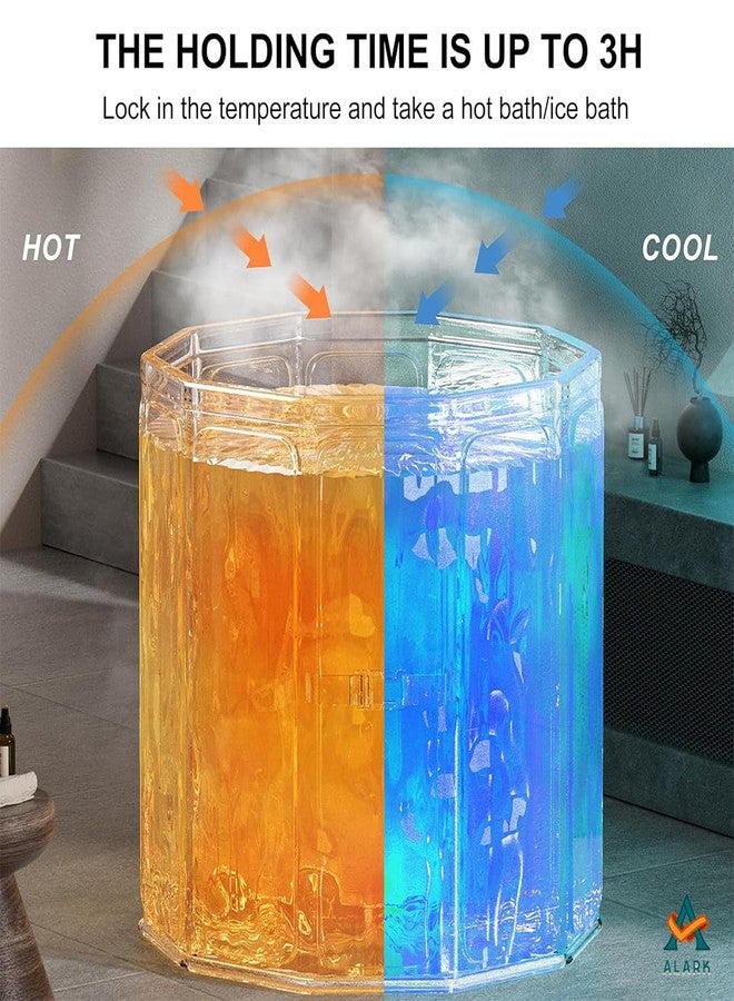 Alark حوض استحمام ألارك المحمول للبالغين، حوض استحمام ياباني قابل للطي مع أحواض ثلج وساخنة قائمة بذاتها مع رغوة حرارية، حوض استحمام سبا قابل للطي للمياه الباردة والمساحات الصغيرة، وسادة مجانية، دلو على شكل حوت للبالغين - Image 4
